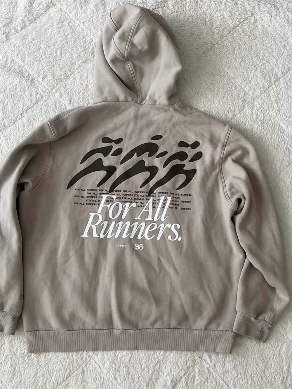 lululemon athletica Taupe Zip-Up Sweater with Black & White Back Graphic